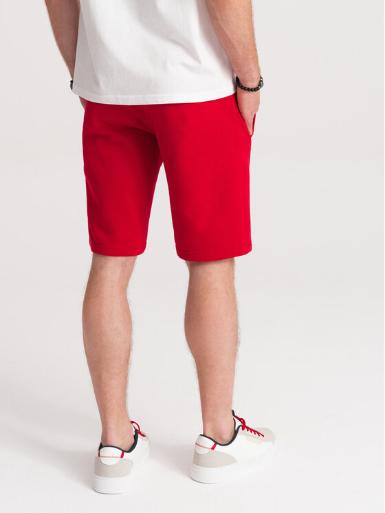 Ombre Ombre Šortky z materiálu OM-SRBS-0109 Červená Regular Fit