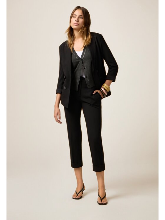 Oltre Oltre Pantaloni di tessuto P079R008667N033 Nero Regular Fit