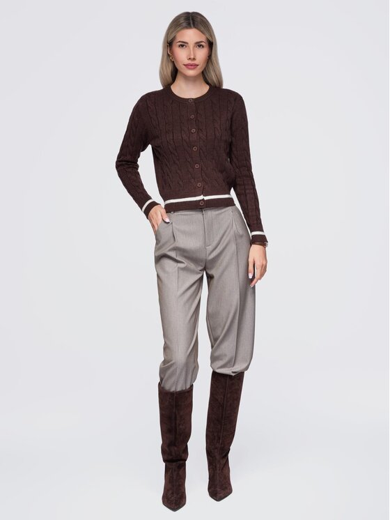 Ombre Ombre Svetr OW-SW-E0028 Hnědá Slim Fit