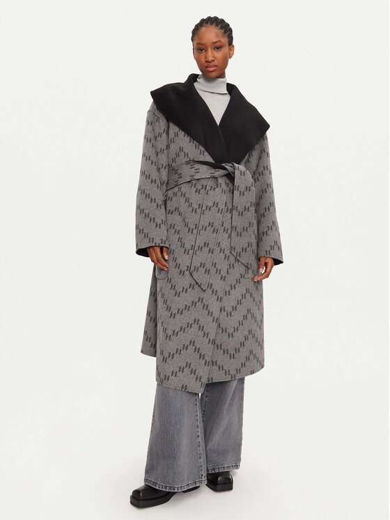KARL LAGERFELD KARL LAGERFELD Μάλλινο παλτό 246W1502 Γκρι Loose Fit