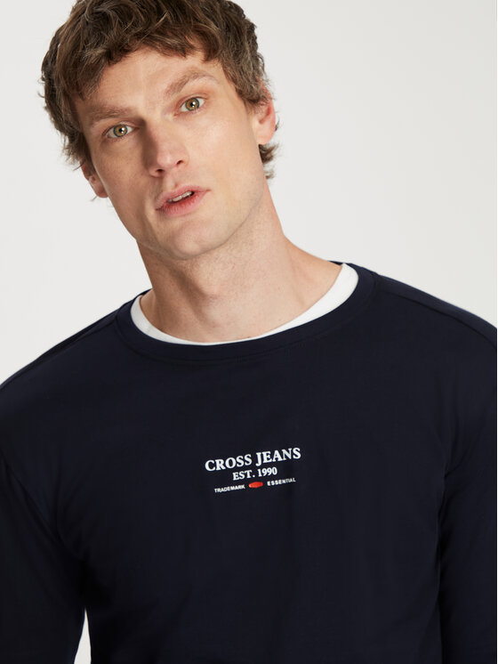 Cross Jeans Cross Jeans Longsleeve 16100-001 Granatowy Regular Fit