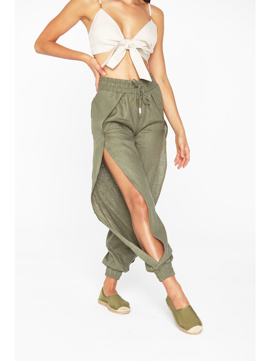 MANDRAGORA MANDRAGORA Pantaloni da donna Lniane Alladyn Cachi Modern Relaxed Fit