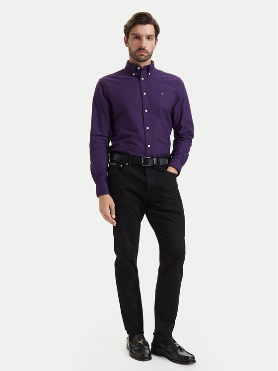 Tommy Hilfiger Tommy Hilfiger Srajca Solid Heritage MW0MW35774 Vijolična Regular Fit