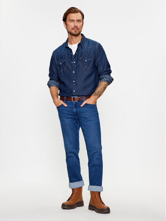 Wrangler Wrangler Koszula jeansowa 27Mw 112341088 Granatowy Regular Fit