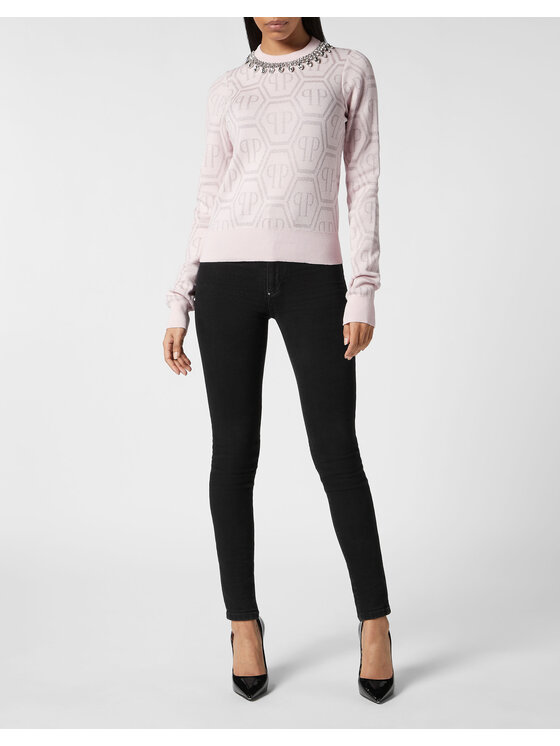 PHILIPP PLEIN PHILIPP PLEIN Sweter 15281 Różowy Regular Fit