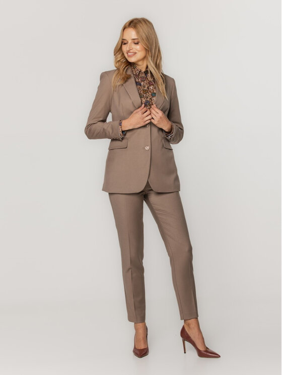 Willsoor Willsoor Spodnie damskie 67633 Beżowy Tapered Leg