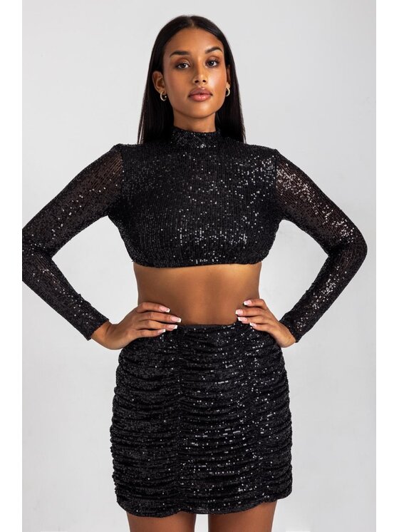 Chiara Wear Chiara Wear Bluzka SHINE Czarny Slim Fit