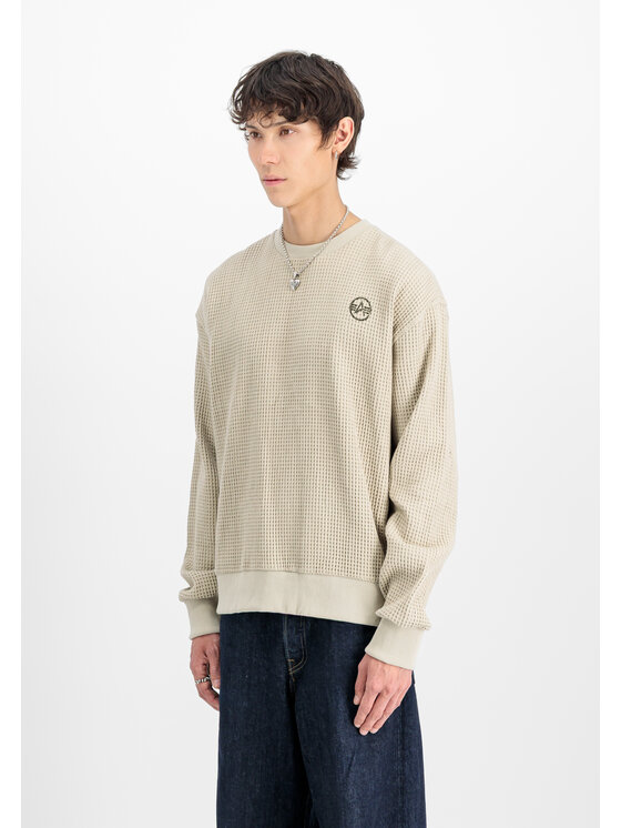Alpha Industries Alpha Industries Bluza Studio Waffle Sweatshirt Beżowy Loose Fit