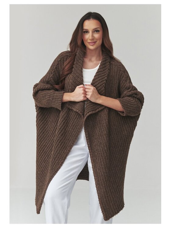 Makadamia Makadamia Sweter S173 Brązowy Loose Fit