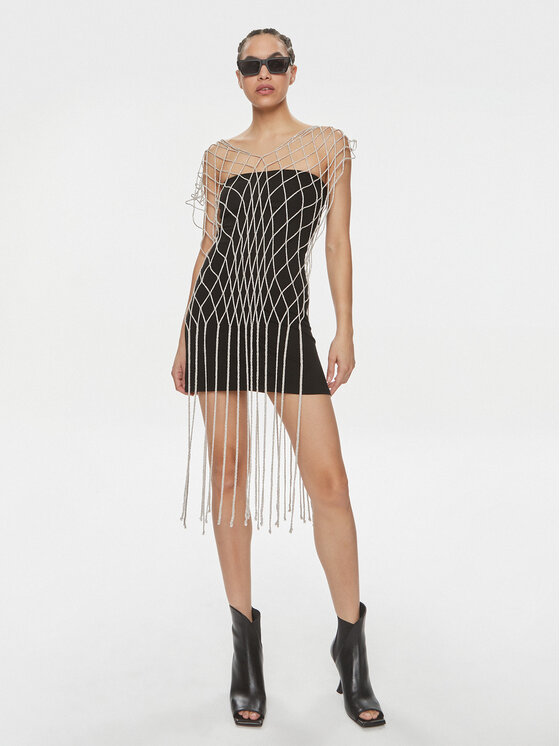 Marella Marella Mesh-Kleid mit Glitzerdetails Idina 2413741012 Goldfarben Regular Fit