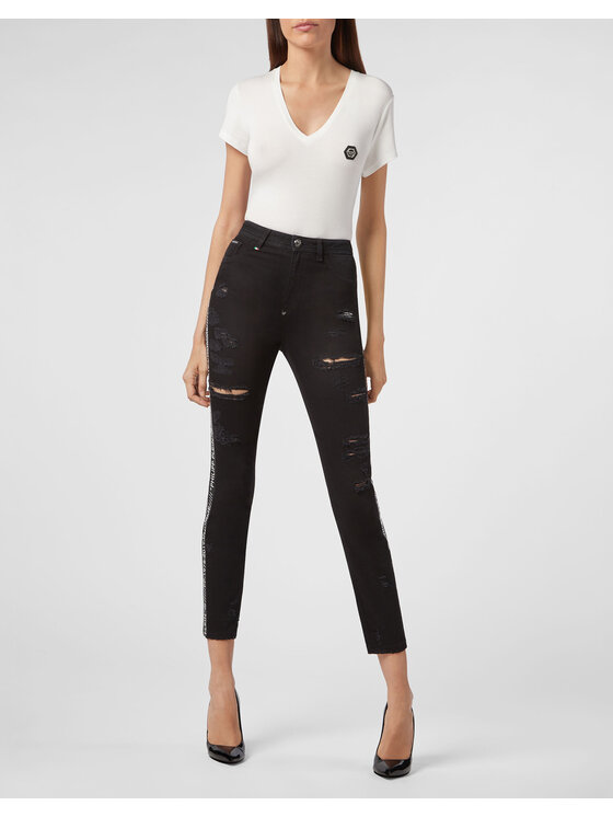 PHILIPP PLEIN PHILIPP PLEIN Jegginsy 30898 Czarny Jegging Fit
