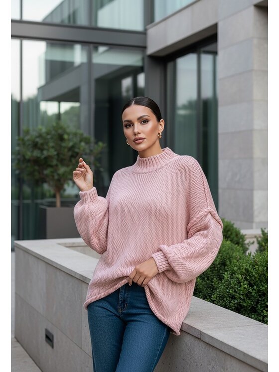 FIGL FIGL Svetr M1238 Růžová Regular Fit