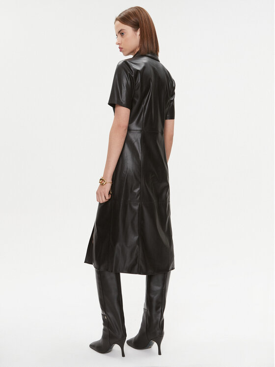 DKNY DKNY Tehisnahast kleit DD3D4101 Must Regular Fit