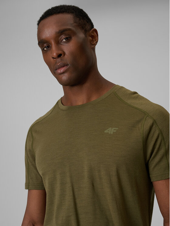 4F 4F Koszulka techniczna TREKKING Khaki Regular Fit