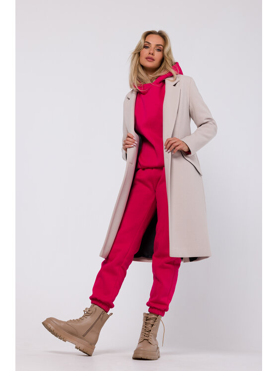 Made of Emotion Made of Emotion Kabát M758 Béžová Modern Fit