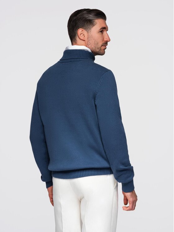 Ombre Ombre Sweter OM-SWTN-0163 Niebieski Regular Fit