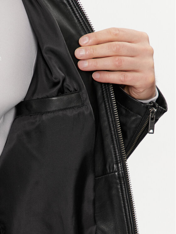 BOSS Boss Шкіряна куртка Jolur 50504104 Чорний Regular Fit