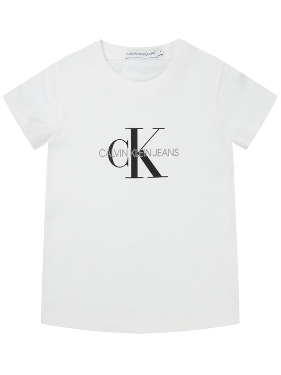 Calvin Klein Jeans T-Shirt - Kinderkleidung, Größe 10 Weiß Monogram Logo IU0IU00068