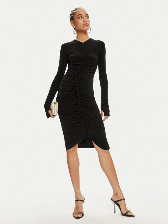 NORMA KAMALI NORMA KAMALI Cocktail obleka KK1243PLD25001 Črna Slim Fit