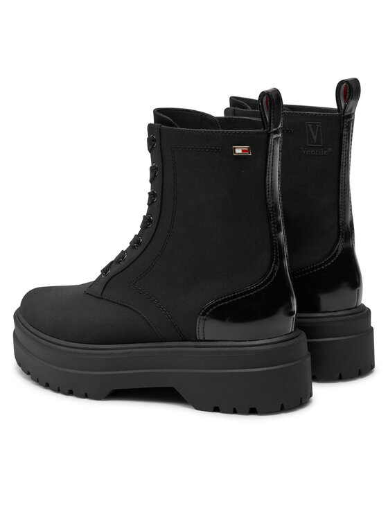 Tommy Hilfiger Tommy Hilfiger Schnürstiefeletten Flag Ventile Lace Up Boot FW0FW08287 Schwarz
