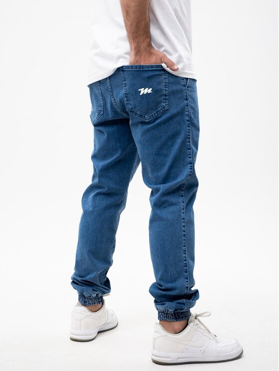 Metoda Sport Metoda Sport Joggery Spodnie Jeansowe Jogger Męskie Niebiekie Metoda Promo Mini M Logo Haft L Niebieski Regular Fit