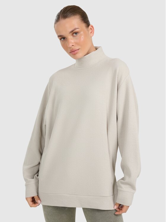 4F 4F Bluza 4FWAW25TFSWF589-12S Beżowy jasny Oversize