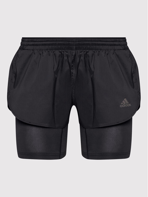 adidas Pantaloncini sportivi Run Fast Two In One HB9225 Nero Slim Fit Modivo