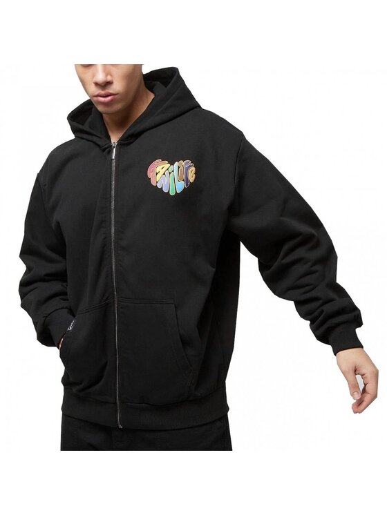 Karl Kani Karl Kani Felpa WOVEN SIGNATURE KANI LIFE OS FULL ZIP HOODIE Nero Regular Fit