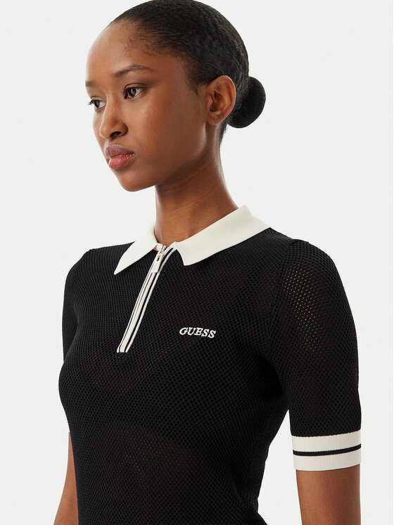 Guess Guess Тениска с яка и копчета V6GR04 Z0725 Черен Regular Fit