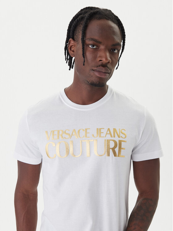 Versace Jeans Couture Versace Jeans Couture T-krekls 79GAHT05 CJ00T Balts Regular Fit