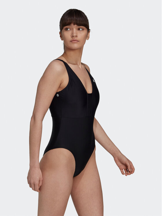adidas adidas Strój kąpielowy Iconisea 3-Stripes Swimsuit HI1082 Czarny Fitted Fit