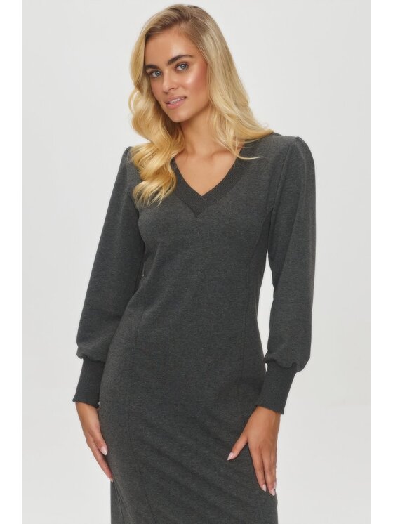 Makadamia Makadamia Sukienka codzienna M848 Szary Regular Fit