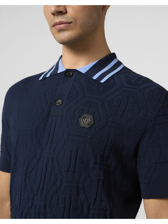 PHILIPP PLEIN PHILIPP PLEIN Polo 30018 Granatowy Regular Fit