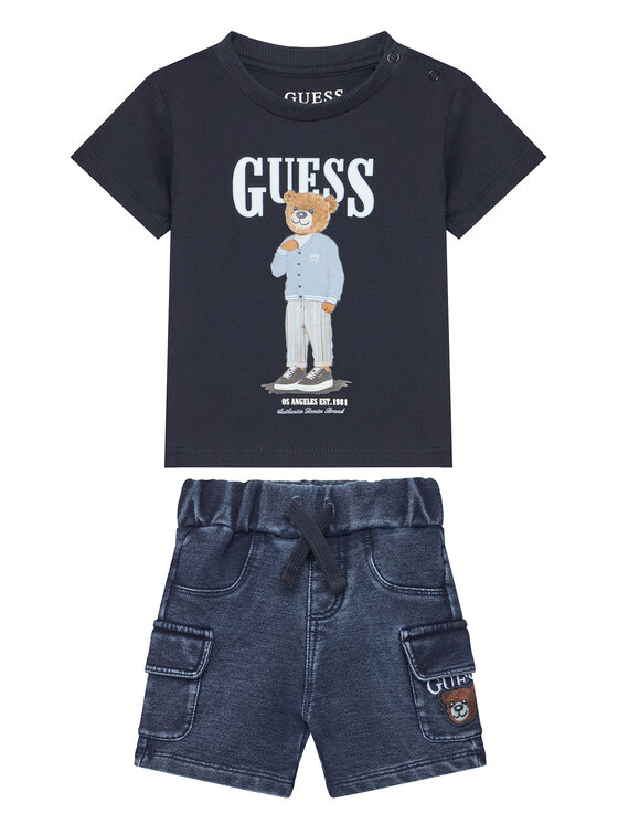 Guess Set tricou și pantaloni scurți din denim I6GG04 K8HM4 Colorat Regular Fit