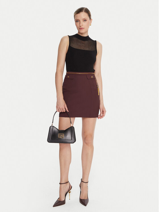 Elisabetta Franchi Elisabetta Franchi Spódnica mini GO-148-57E2-V380 Brązowy Slim Fit