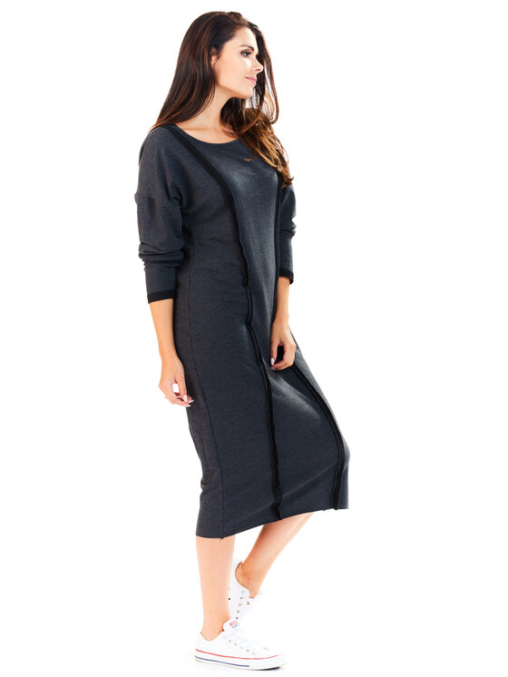 Awama Awama Úpletové šaty A197 Šedá Basic Fit