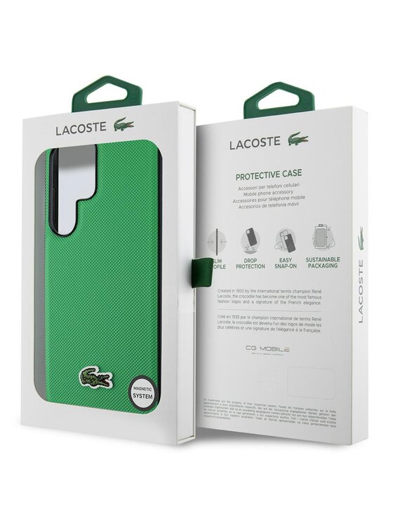 Lacoste Lacoste Etui na telefon Iconic Petit Pique Woven Logo CBDY Strap MagSafe Zielony