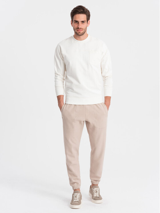 Ombre Ombre Teplákové kalhoty OM-PASK-0143 Béžová Carrot Fit