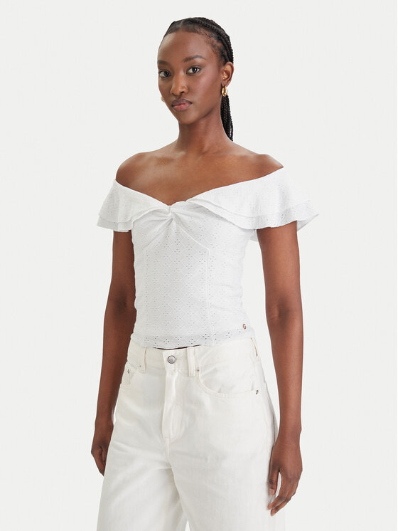 Guess Guess Блуза W6GP23 K3106 Бял Regular Fit