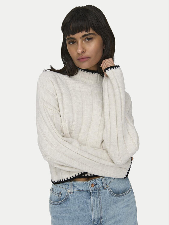 ONLY ONLY Sweter 15329963 Beżowy Regular Fit