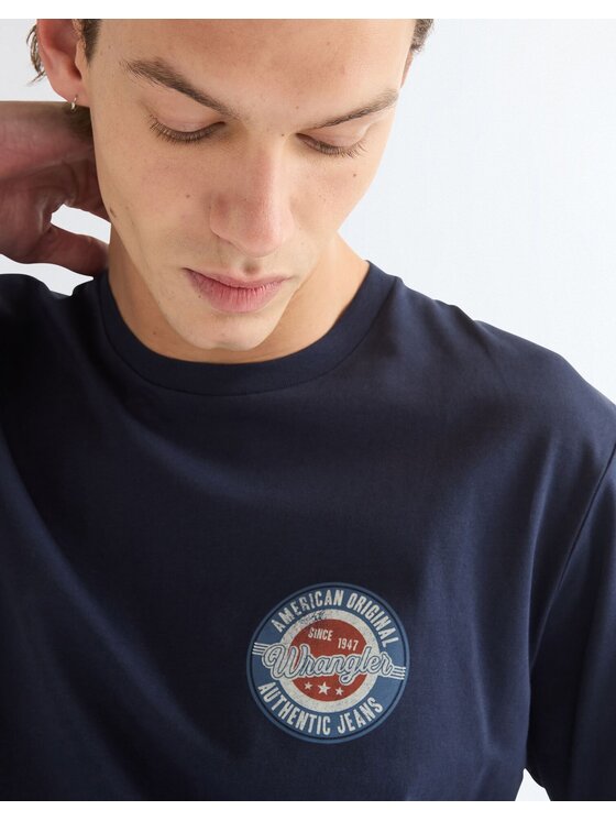 Wrangler Wrangler T-Shirt SMALL AMERICANA TEE Niebieski Regular Fit
