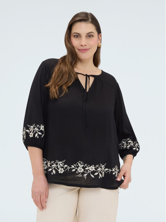 Fiorella Rubino Fiorella Rubino Bluzka G09OL009123N033 Czarny A-Line Fit
