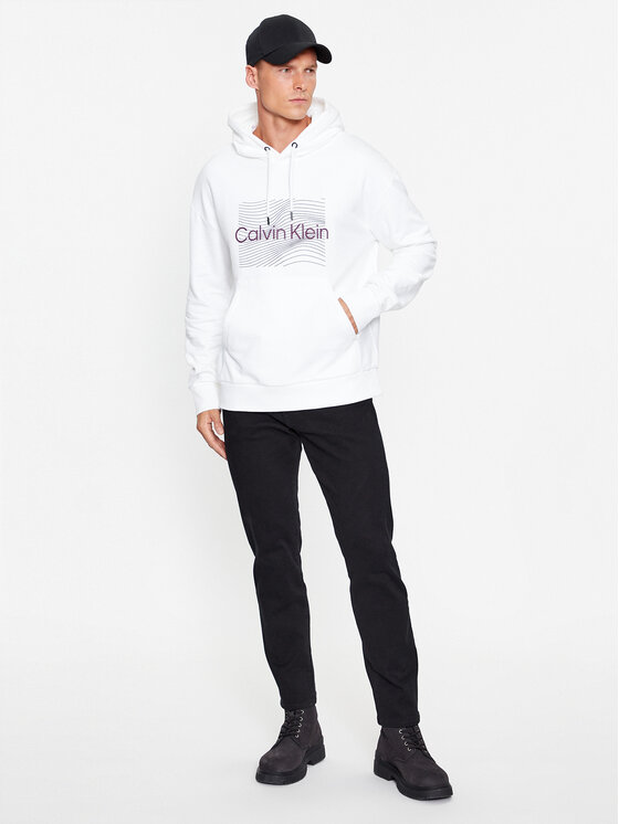 Calvin Klein Суитшърт Wave Lines Hero K10k112774 Бял Regular Fit