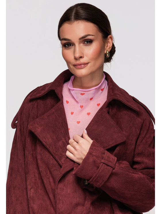 Ombre Ombre Kurtka przejściowa OW-JANP-0108 Bordowy Oversize