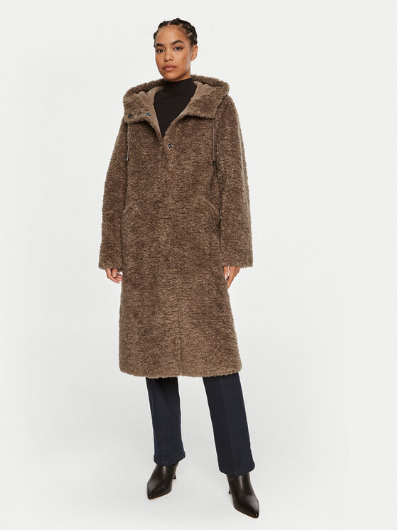 Luisa Spagnoli Cappotto in shearling Serra 541290 Marrone Oversize Modivo