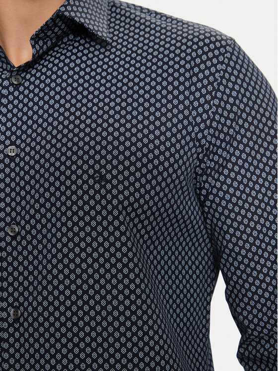 Calvin Klein Calvin Klein Koszula Poplin 2Tones Print Slim K10K113545 Granatowy Slim Fit