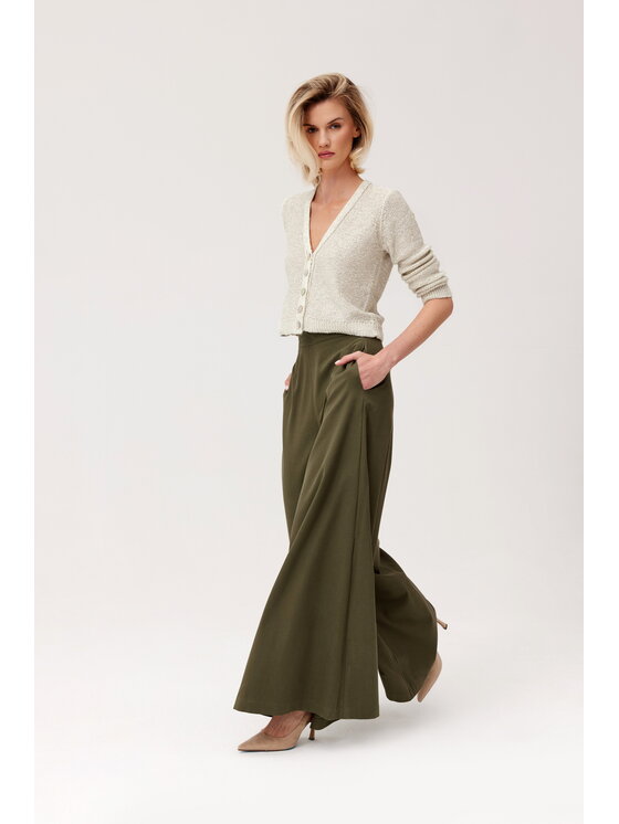 TOTU TOTU Spodnie damskie PALAZZO Tall Khaki Wide Leg
