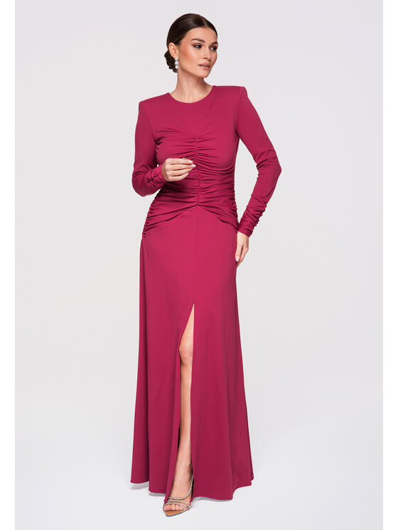 Ombre Ombre Sukienka wieczorowa LA-OM-DLR272 Bordowy Slim Fit