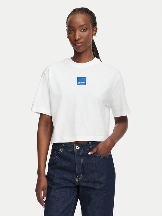 Karl Lagerfeld Jeans Majica B3W17022 Bela Boxy Fit