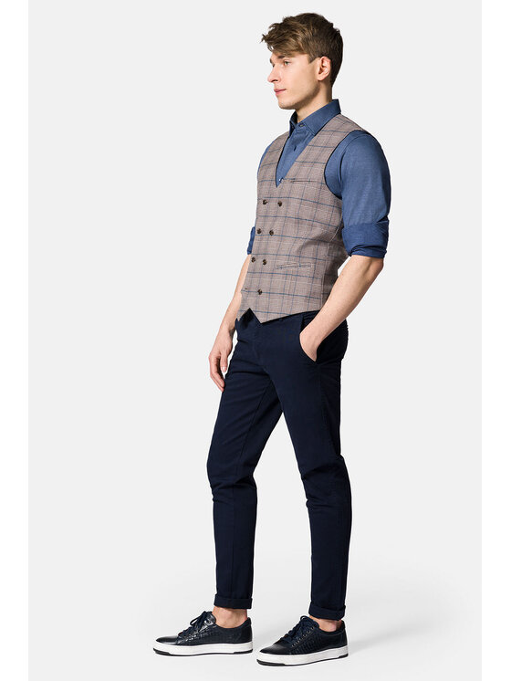 Lancerto Lancerto Kamizelka Formia KA131123000008 Brązowy Slim Fit